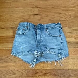 Levi's Light Blue Distressed Jean Shorts